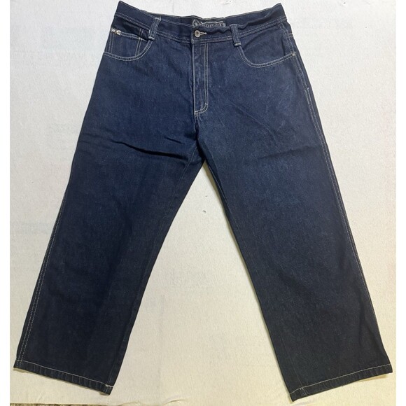 Southpole Jeans Vintage Y2K Baggy Grunge Wide Leg Size 36 X 30 Dark Blue Wash - Picture 1 of 11